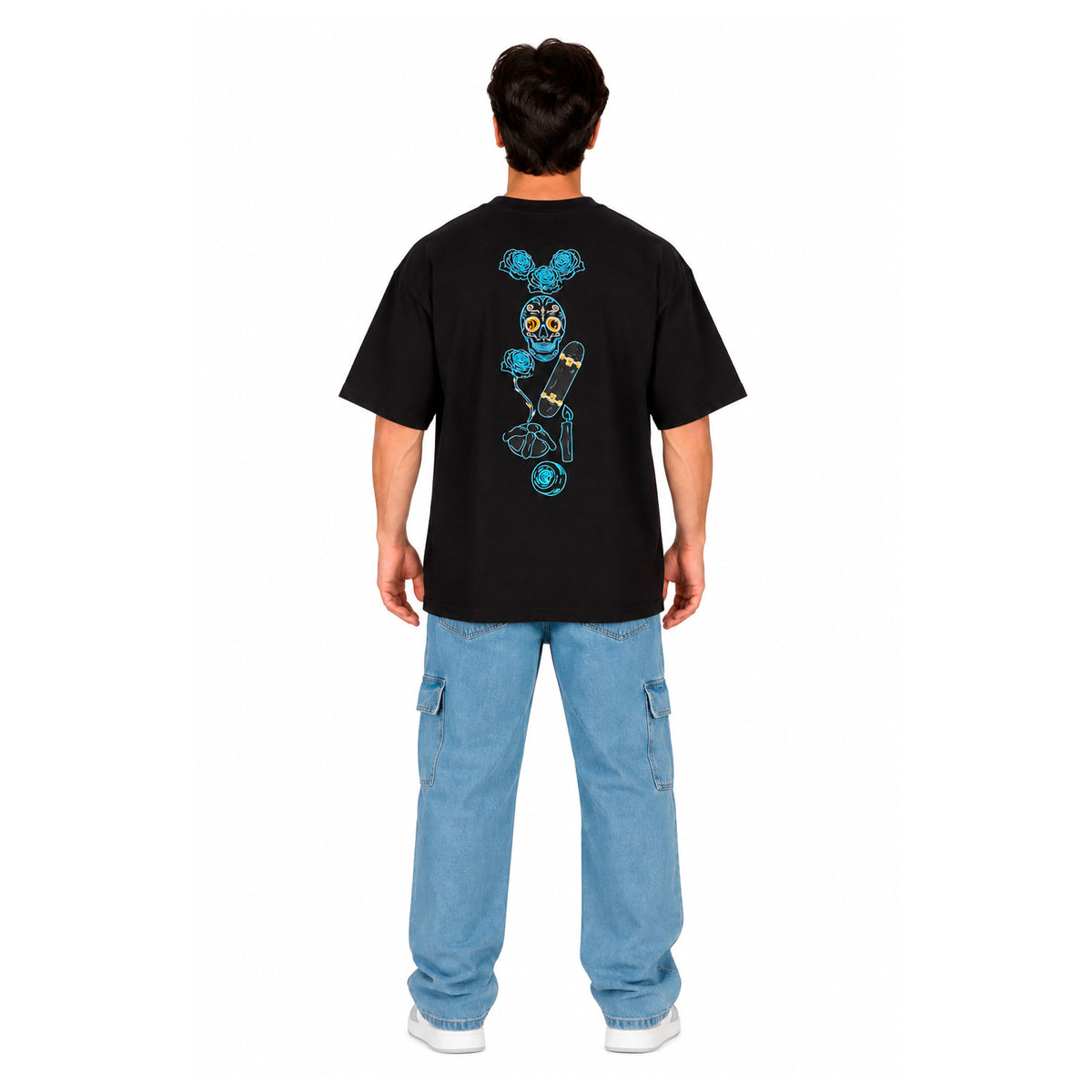 Playera Negra Oversize Caballero Día de Muertos