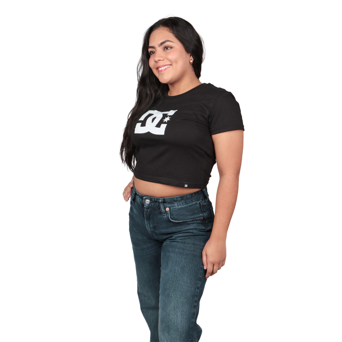 Playera Dc Shoes Mujer Big Logo Crop Negro