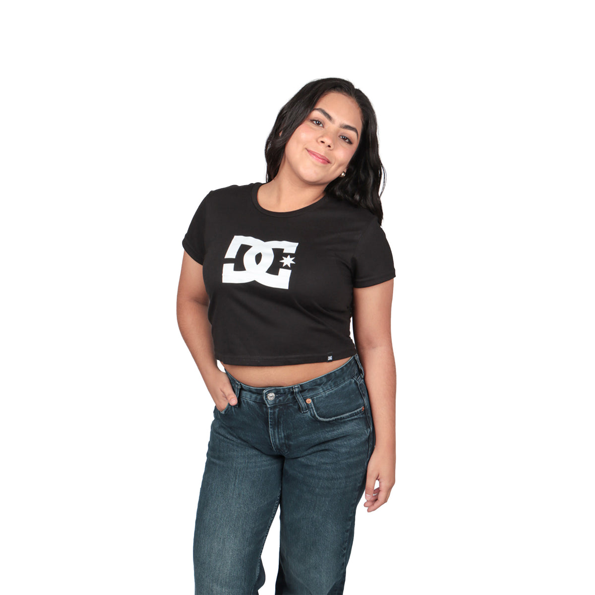 Playera Dc Shoes Mujer Big Logo Crop Negro