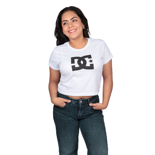 Playera Dc Shoes Mujer Big Logo Crop Blanco