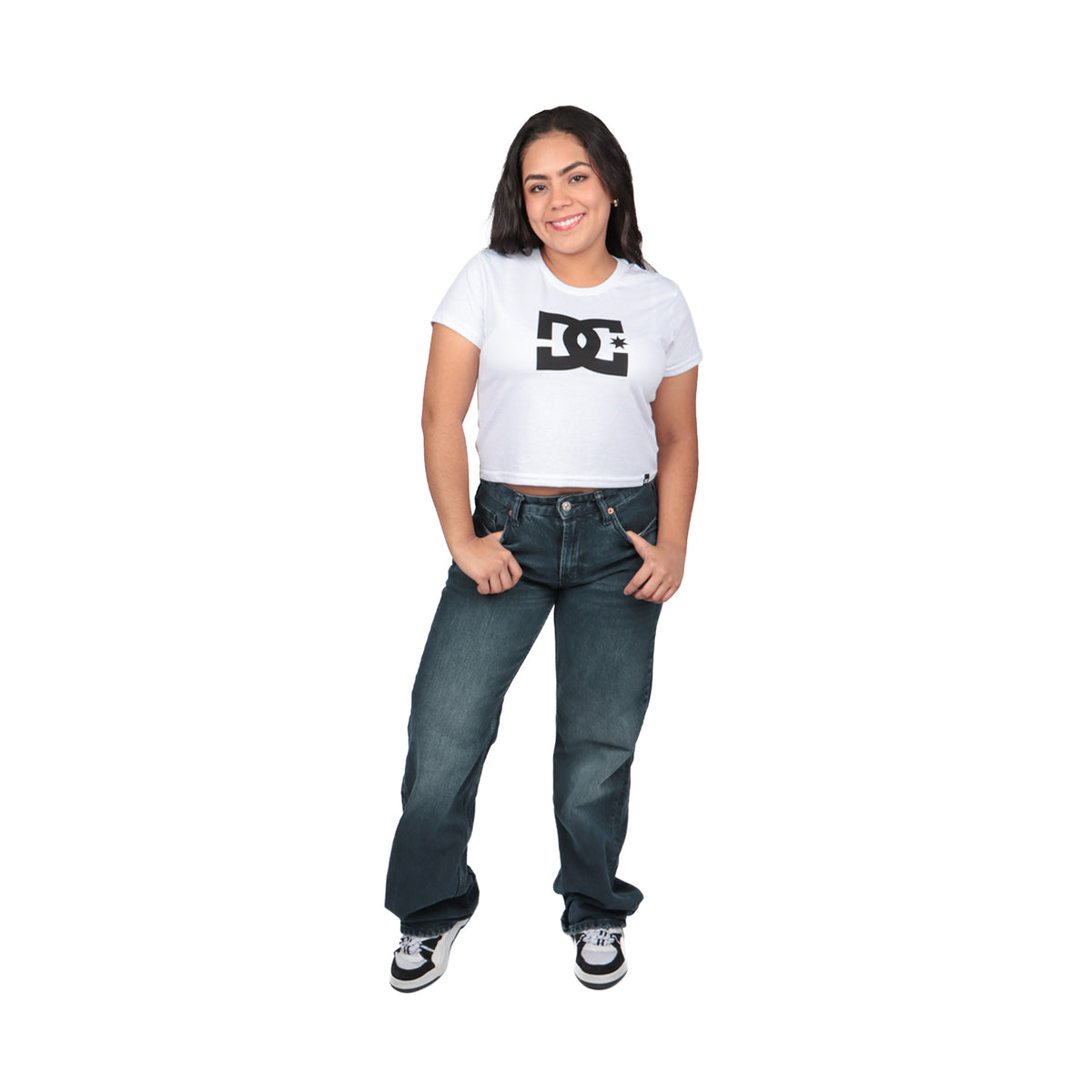 Playera Dc Shoes Mujer Big Logo Crop Blanco